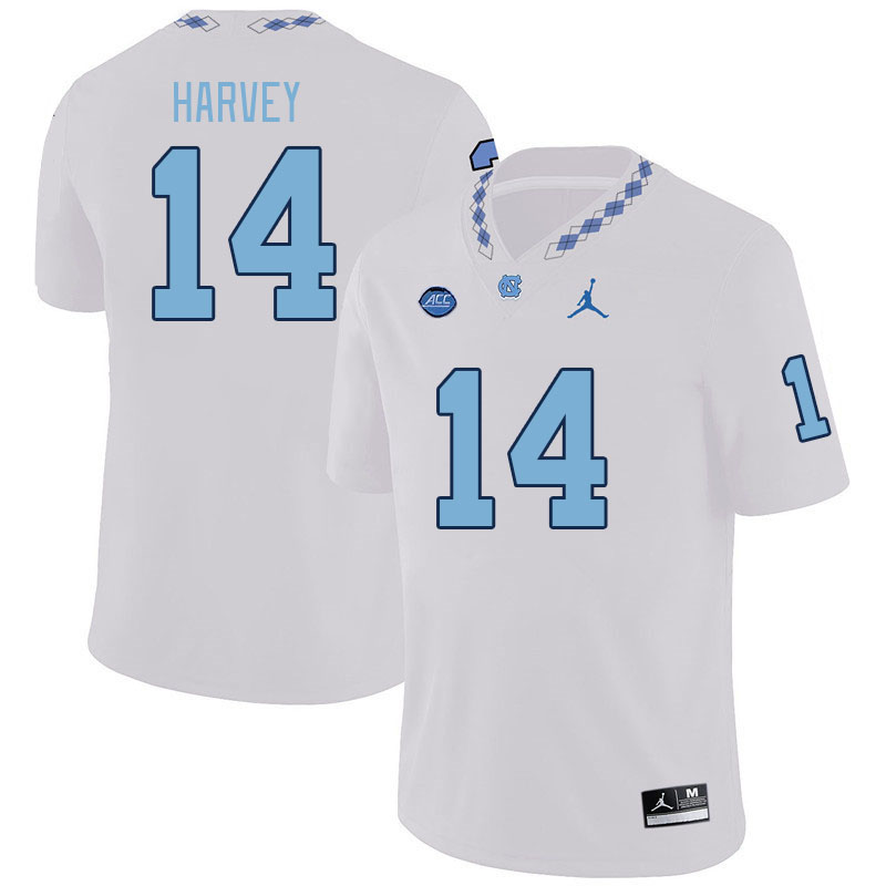Men #14 Jaybron Harvey North Carolina Tar Heels College Football Jerseys Stitched-White